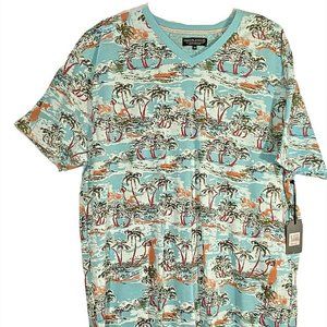 FREE PLANET Mens 3X Blue Hawaiian Palms Tshirt NWT